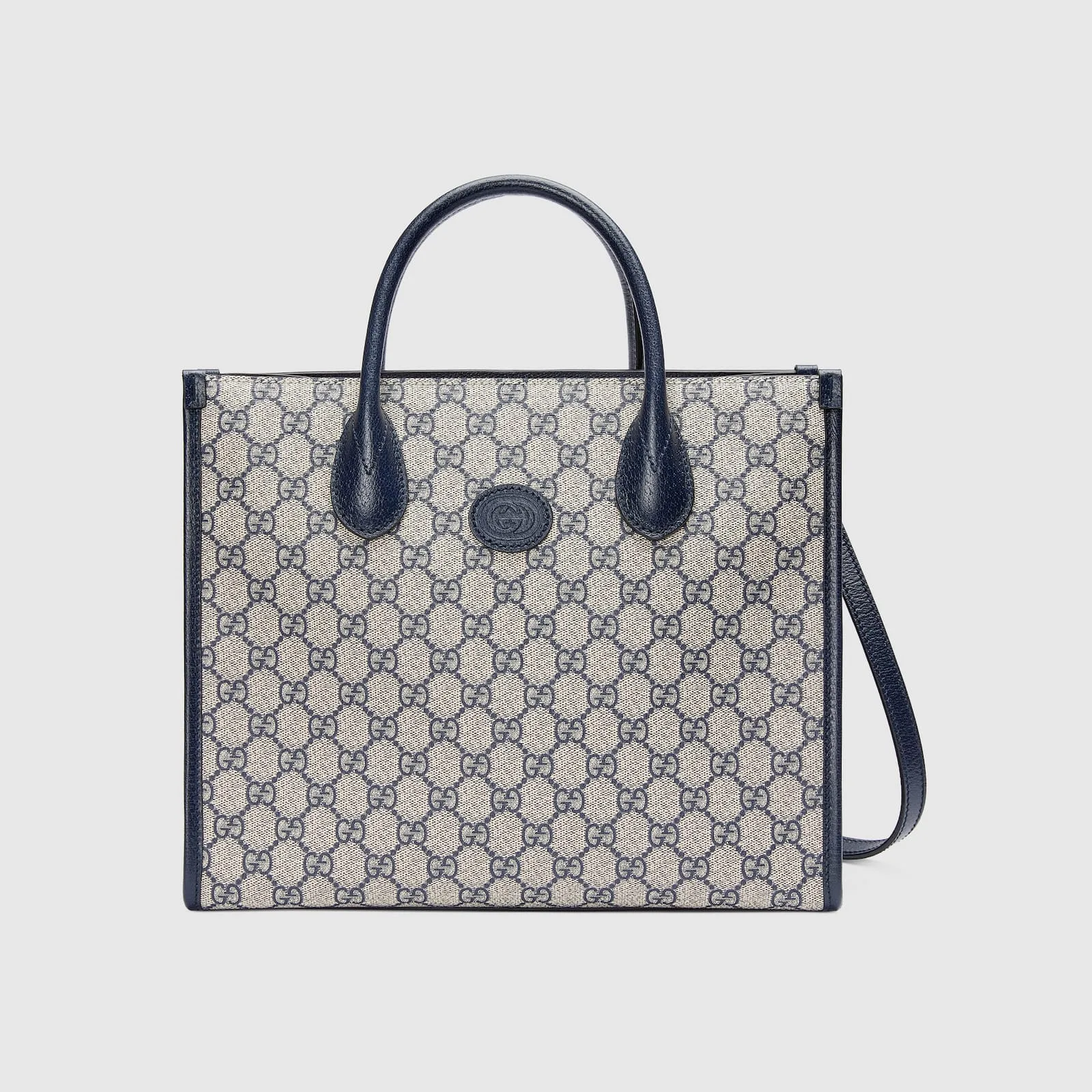 Replica Designer Bags Gucci replica Small tote bag with Interlocking G beige and blue GG Supreme