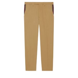 GUCCI Replica Designer Clothes Cotton ankle pant with Web