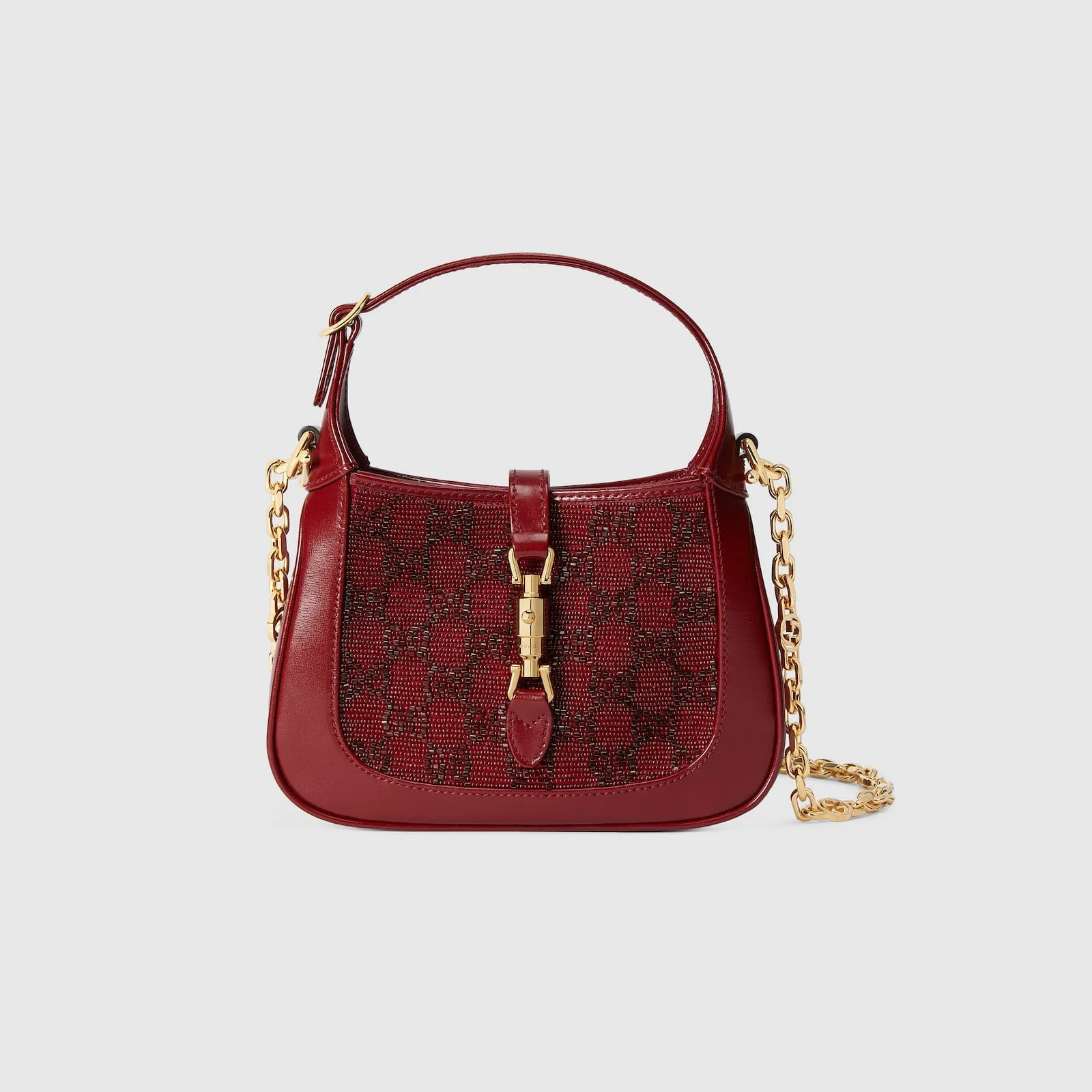 Replica Designer Bags Gucci replica Jackie 1961 GG crystal mini bag red