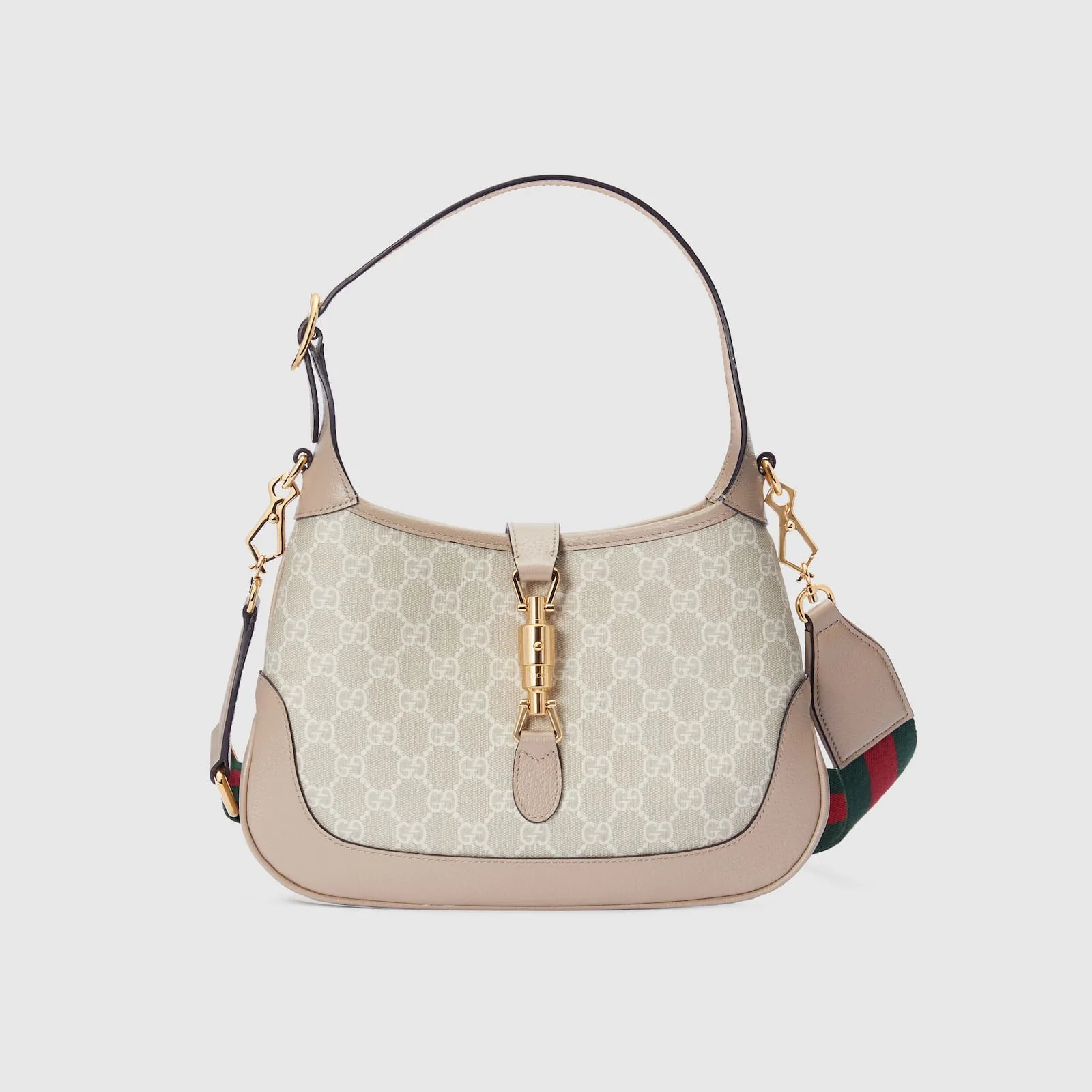Replica Designer Bags Gucci replica Jackie 1961 small GG shoulder bag beige and white canvas