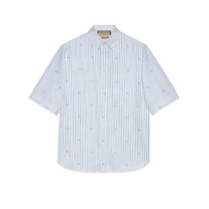 GUCCI Rep Clothing Cotton striped shirt with embroidery