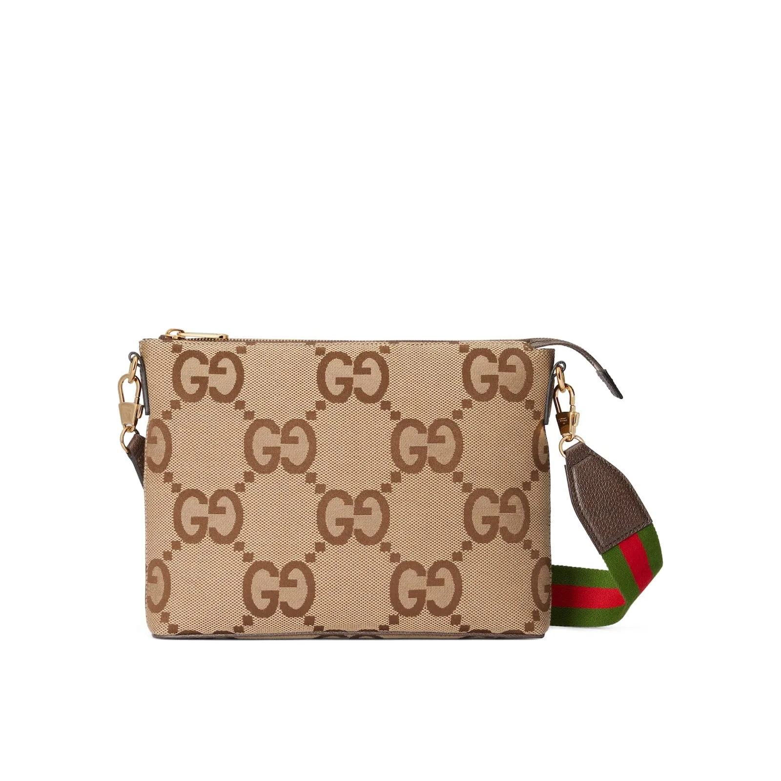 Replica Designer Bags Gucci Replica Bags Jumbo GG messenger bag camel and ebony GG canvas