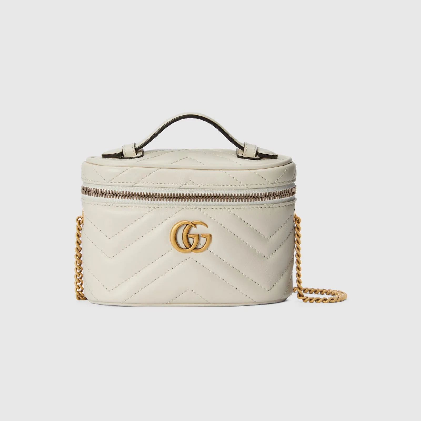 Replica Designer Bags Gucci replica GG Marmont mini top handle bag white leather