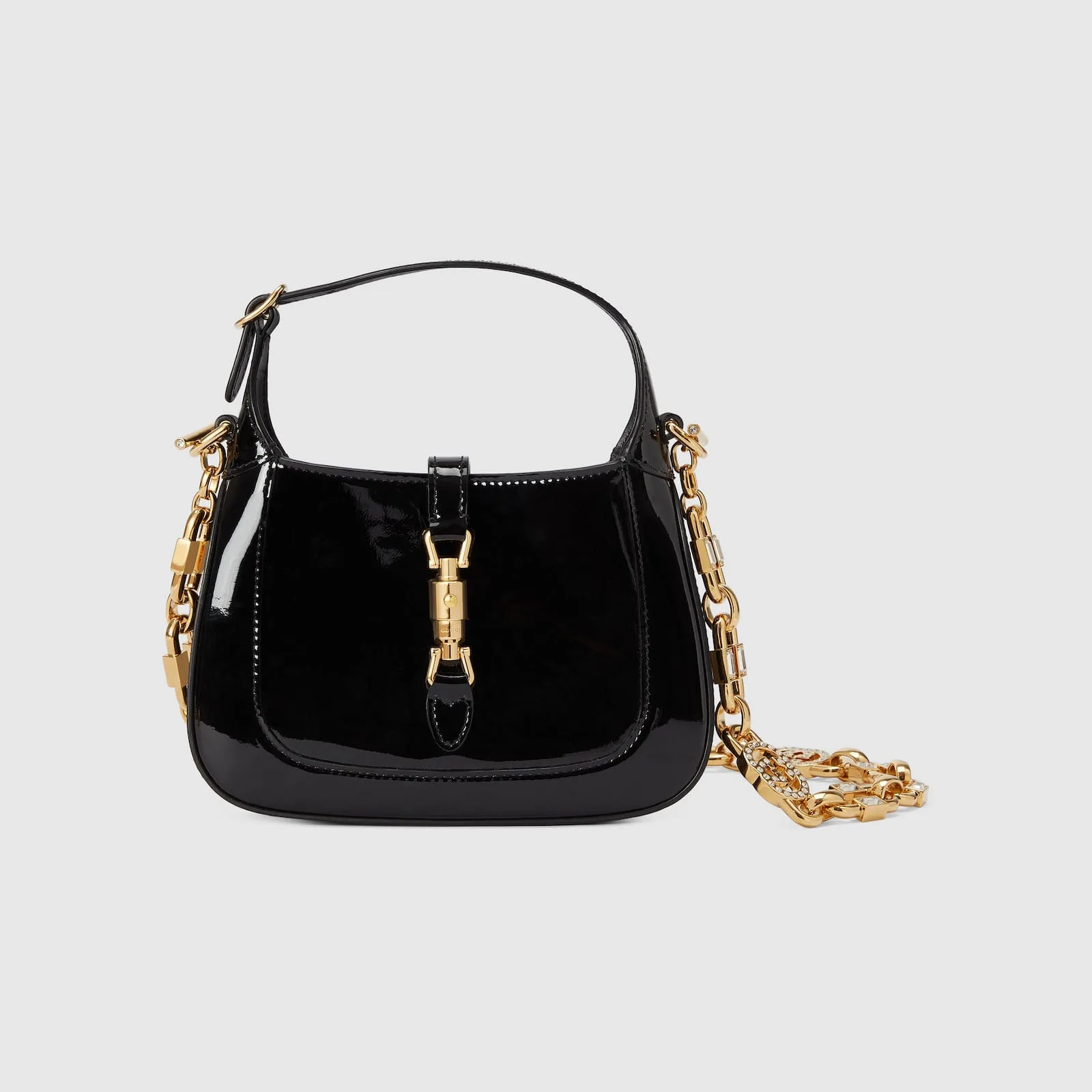 Replica Designer Bags Gucci replica Jackie 1961 mini shoulder bag black patent leather