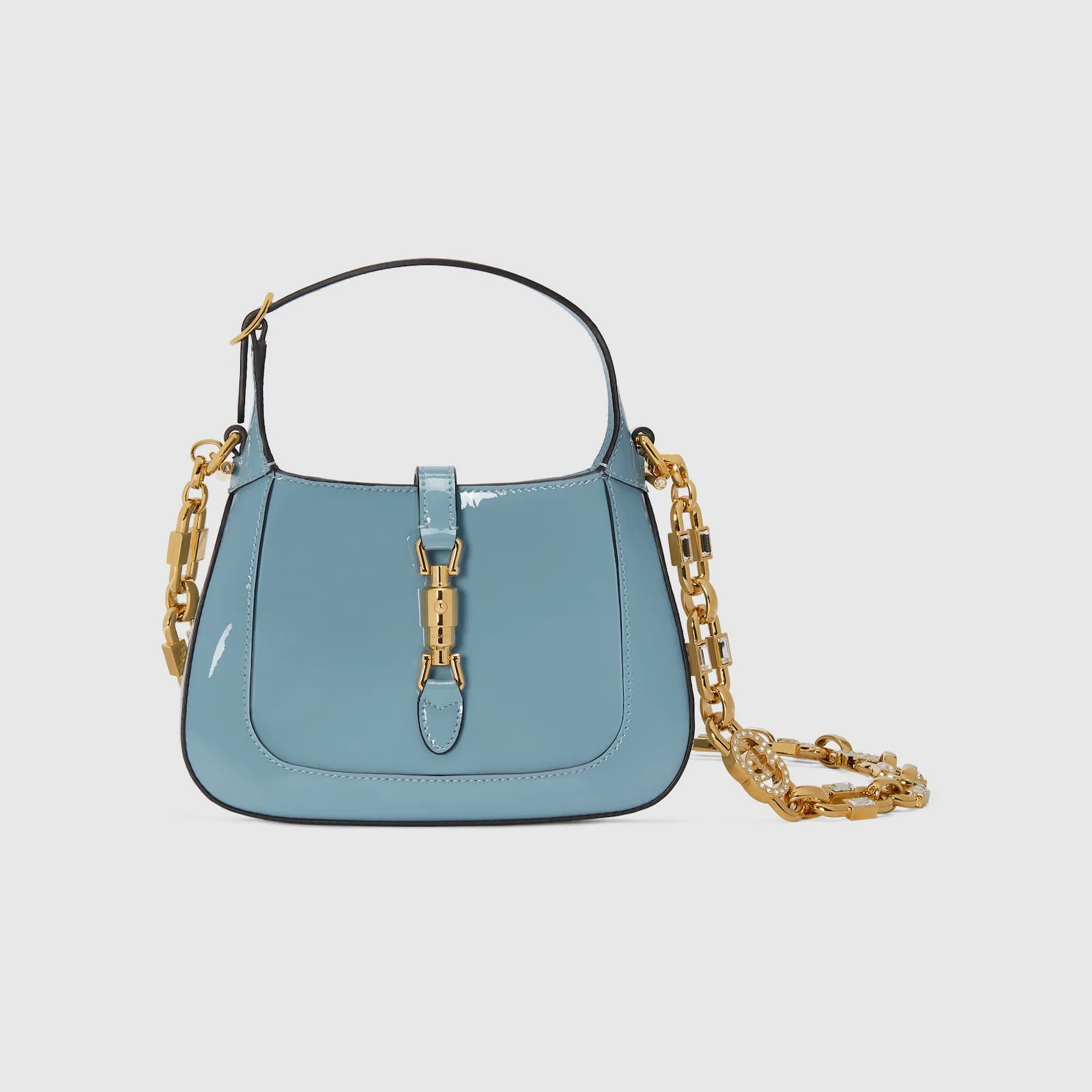 Replica Designer Bags Gucci replica Jackie 1961 mini shoulder bag blue patent leather
