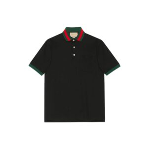 GUCCI Clothing Cotton piquet polo with Web collar
