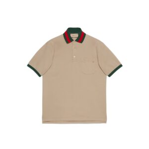 GUCCI Rep Clothing Cotton piquet polo with Web collar