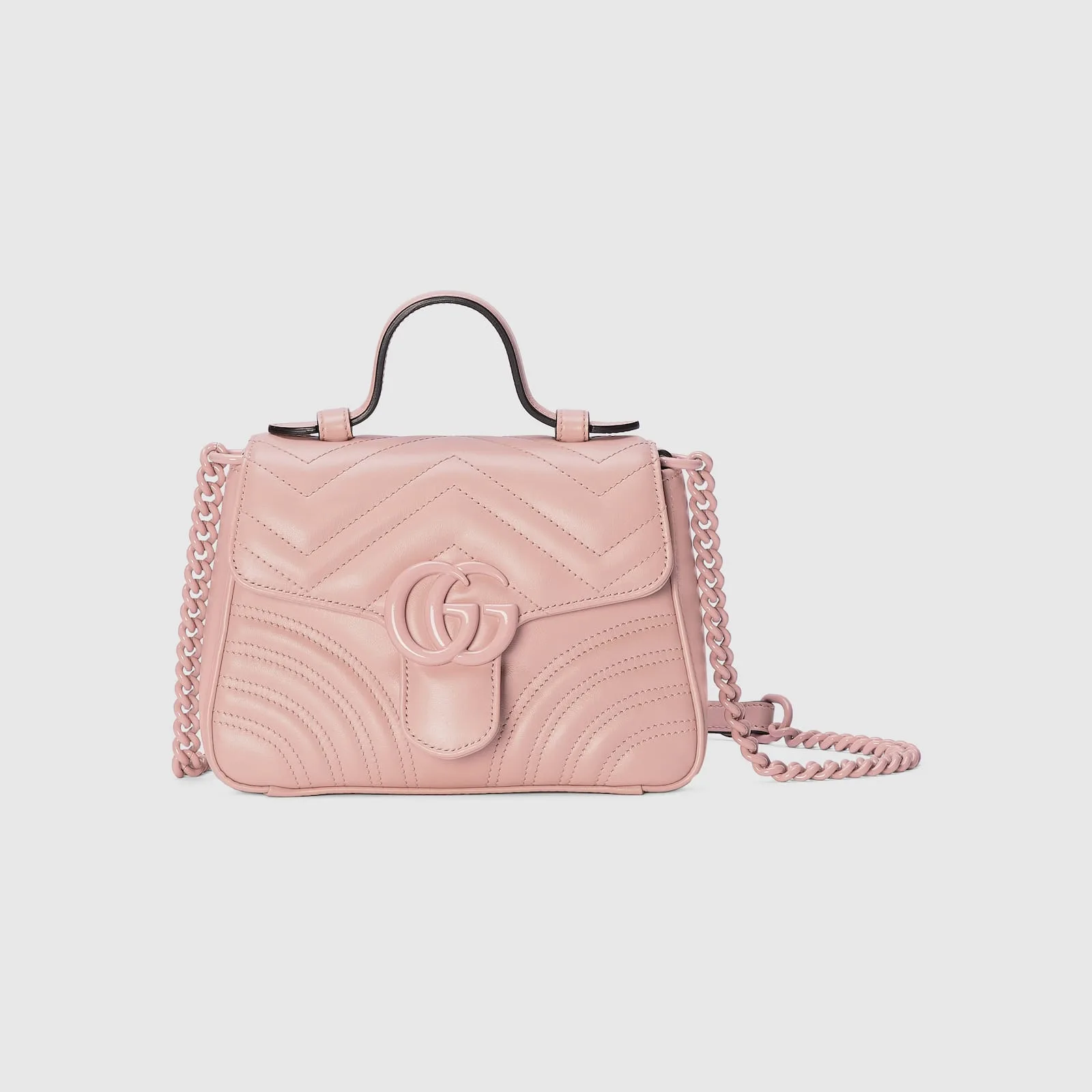 Replica Designer Bags Gucci replica GG Marmont mini top handle bag light pink leather