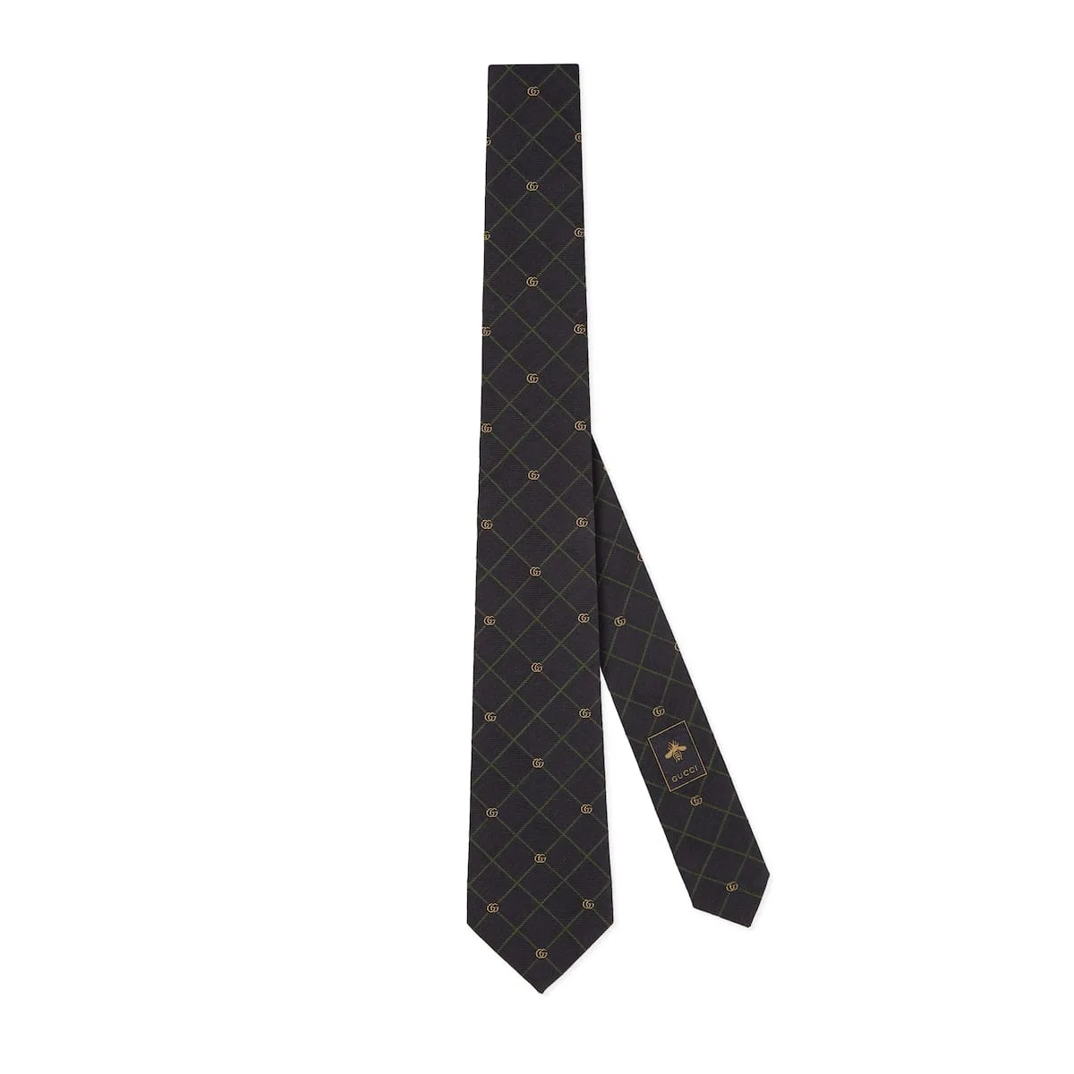 Gucci replica designer Double G and check silk jacquard tie