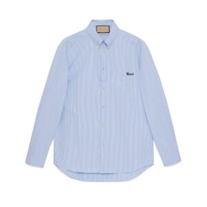 GUCCI Rep Clothing Striped cotton shirt with logo