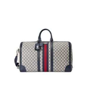 Replica Designer Bag GUCCI Savoy large duffle bag beige and blue GG Supreme