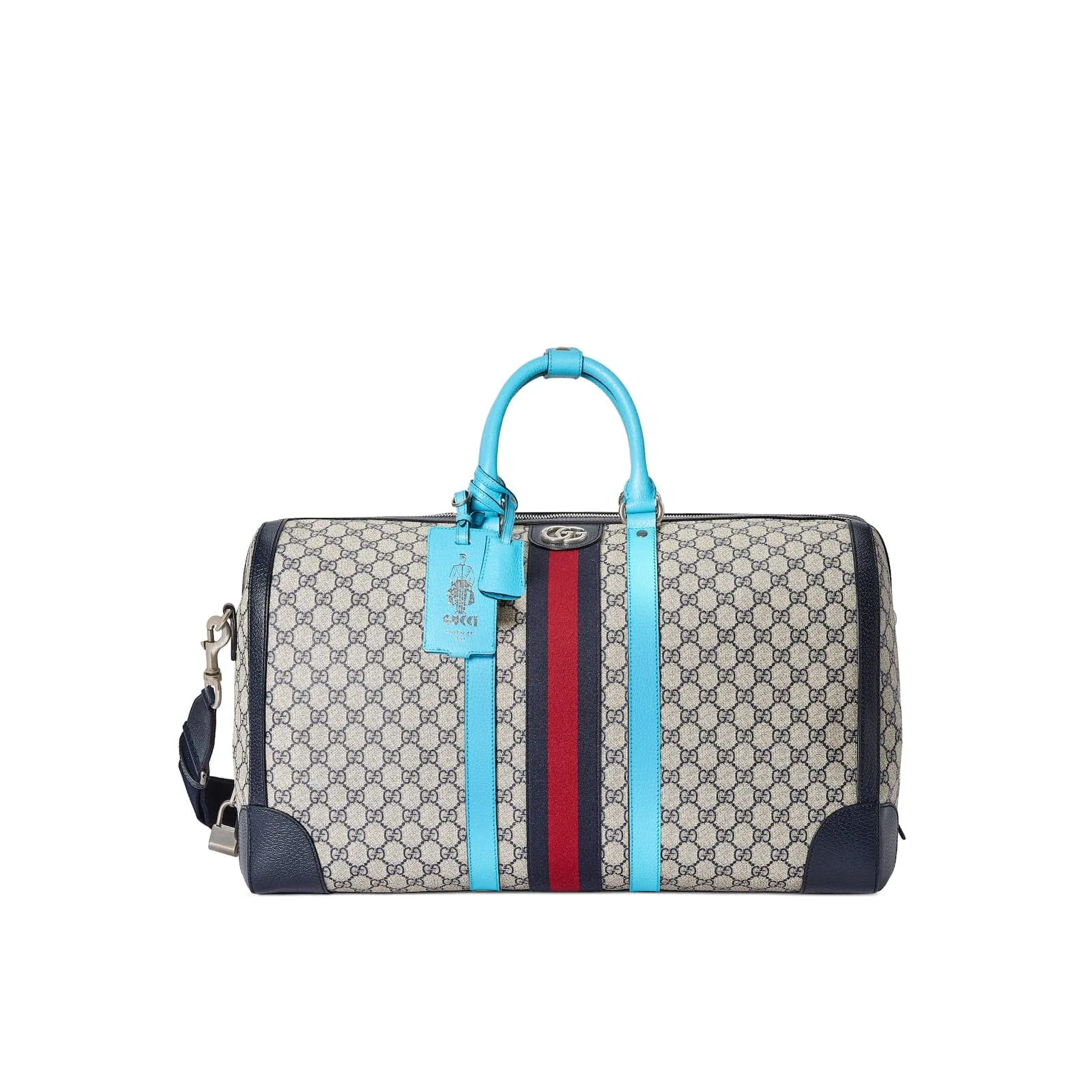 Replica Designer Bags Gucci Replica Bags Savoy large duffle bag beige and blue GG Supreme