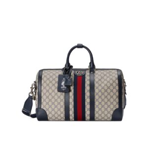 Replica Designer Bag GUCCI Savoy medium duffle bag beige and blue GG Supreme