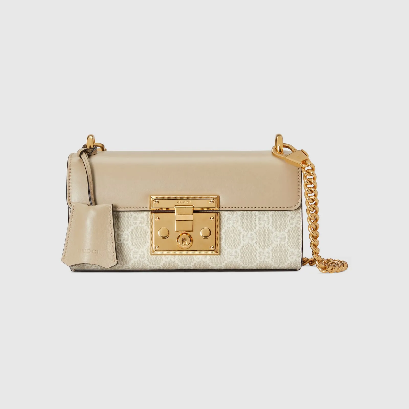 Replica Designer Bags Gucci replica Padlock Mini shoulder bag beige and white Supreme