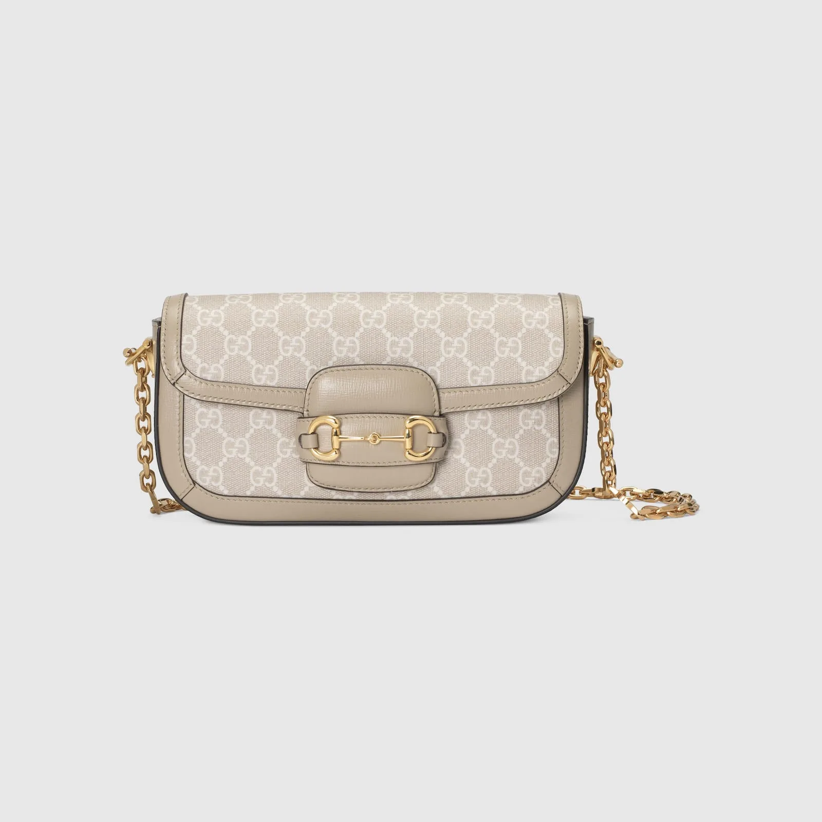Replica Designer Bags Gucci replica Horsebit 1955 shoulder bag beige and white
