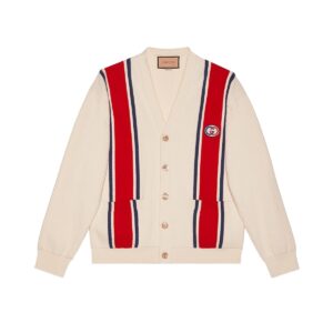 GUCCI Replica Designer Clothes Knit cotton cardigan with patch