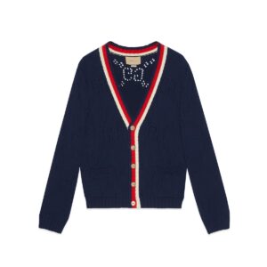 GUCCI Replica Designer Clothes Perforated GG cotton cardigan
