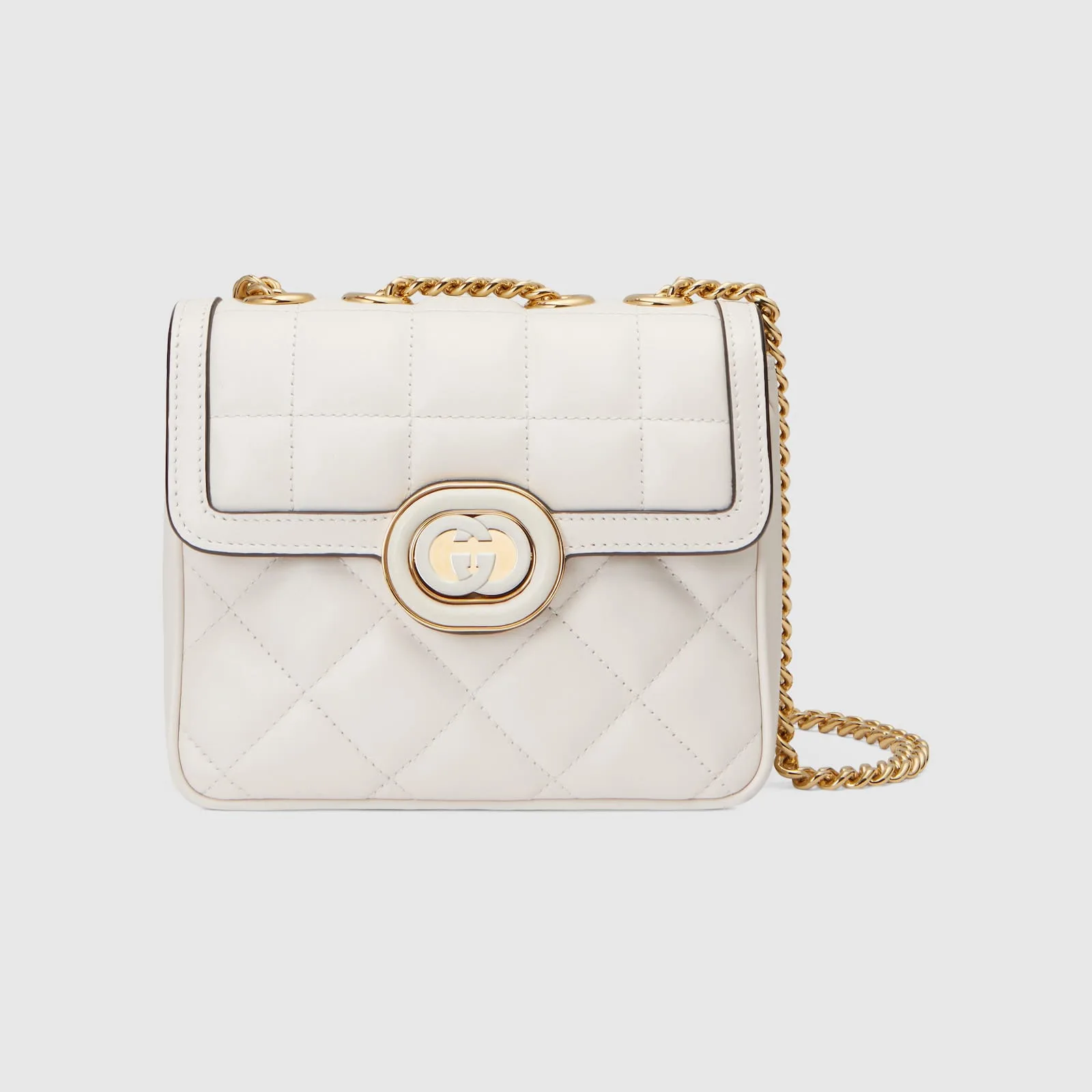 Replica Designer Bags Gucci replica Deco mini shoulder bag white leather