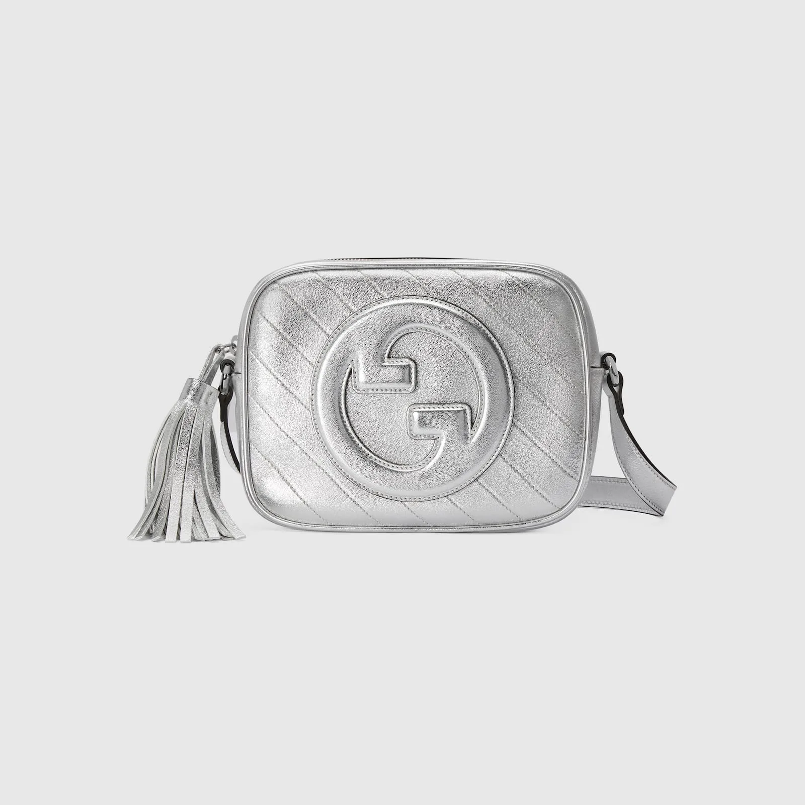 Replica Designer Bags Gucci replica Blondie small shoulder bag metallic silver leather