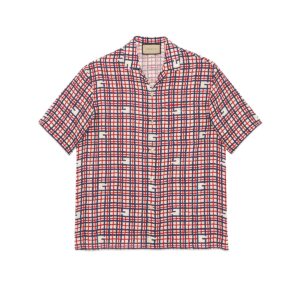 GUCCI Rep Clothing Square G tartan print linen shirt