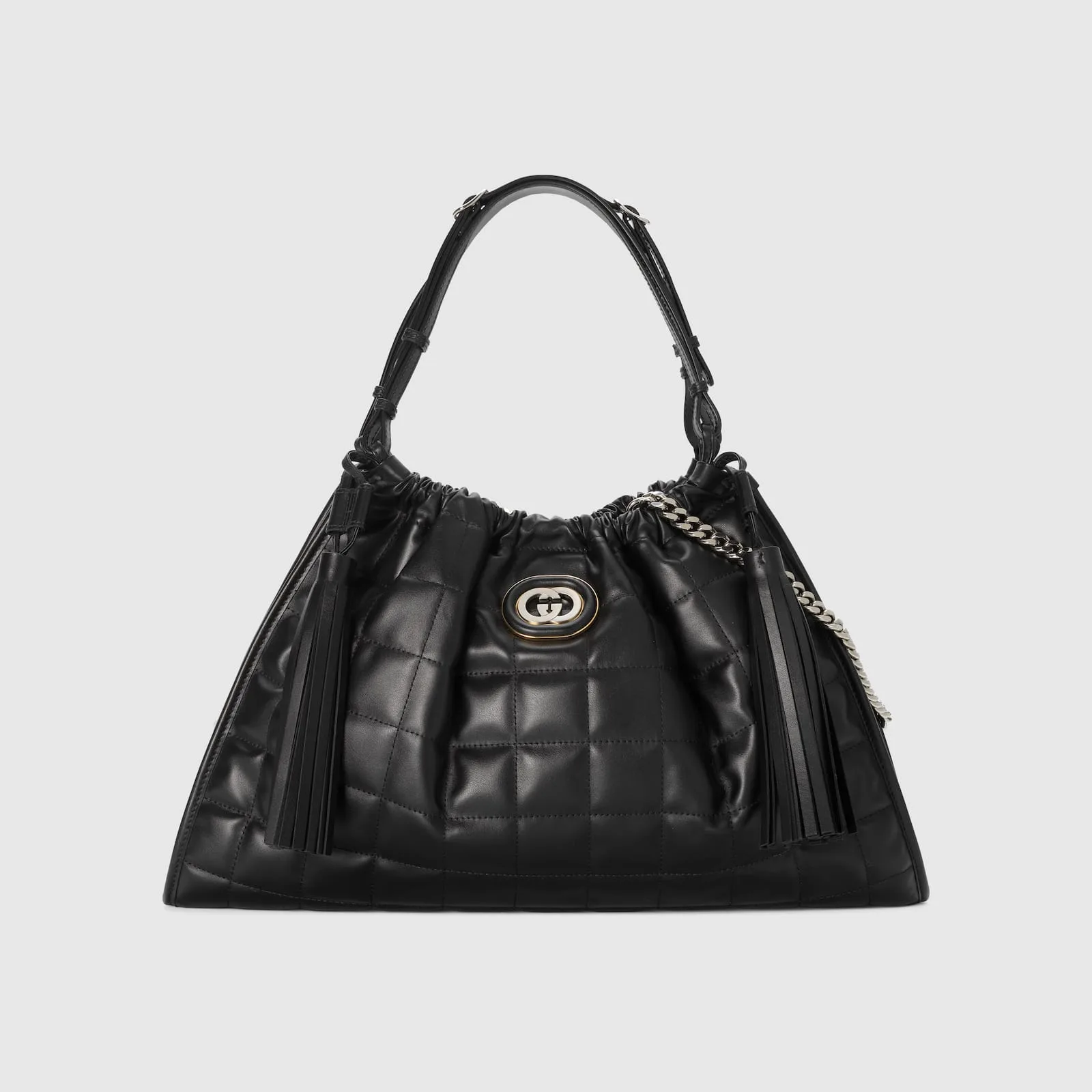 Replica Designer Bags Gucci replica Deco medium tote bag black leather