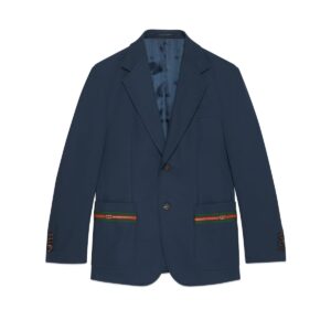 GUCCI Replica Designer Clothes Cotton formal jacket with Web detail