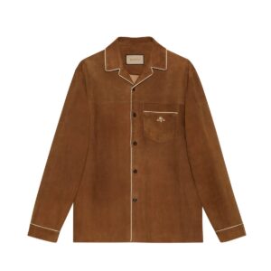 GUCCI Replica Designer Clothes Suede shirt with embroidery