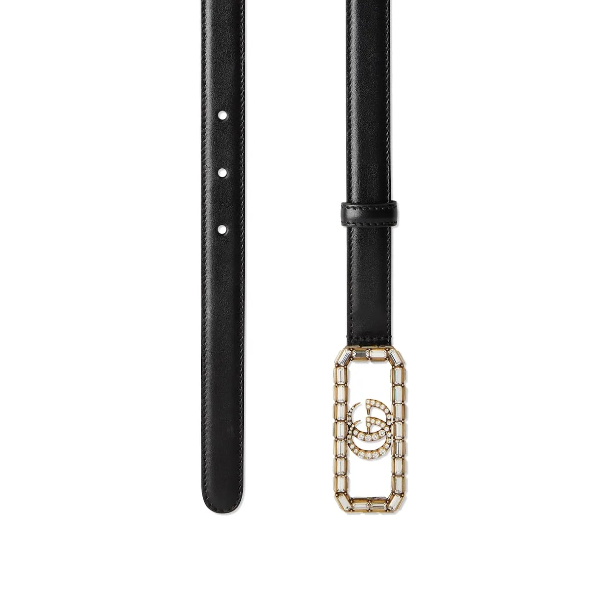 Fake Gucci belt Thin with crystal Double G buckle
