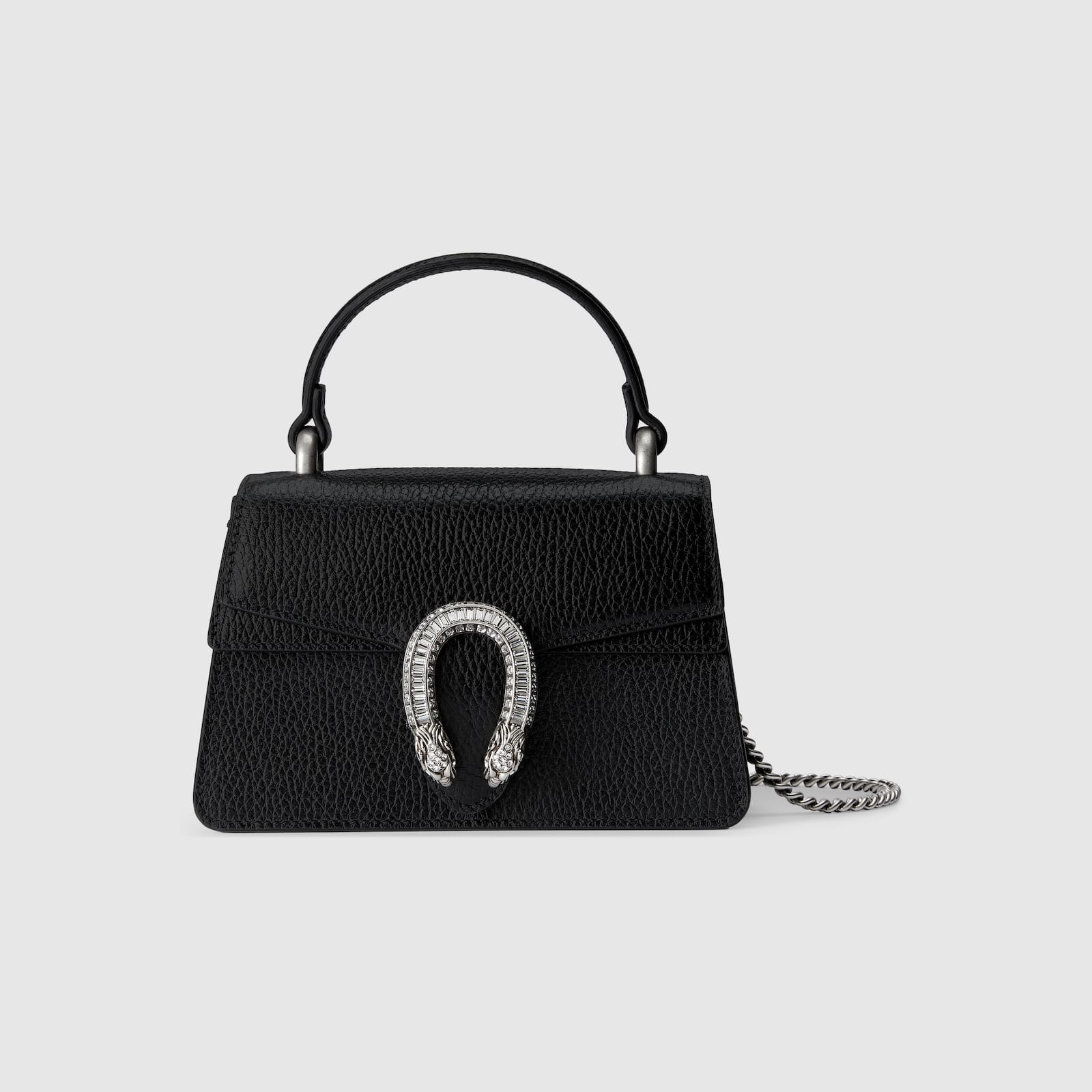 Replica Designer Bags Gucci replica Dionysus mini top handle bag black leather