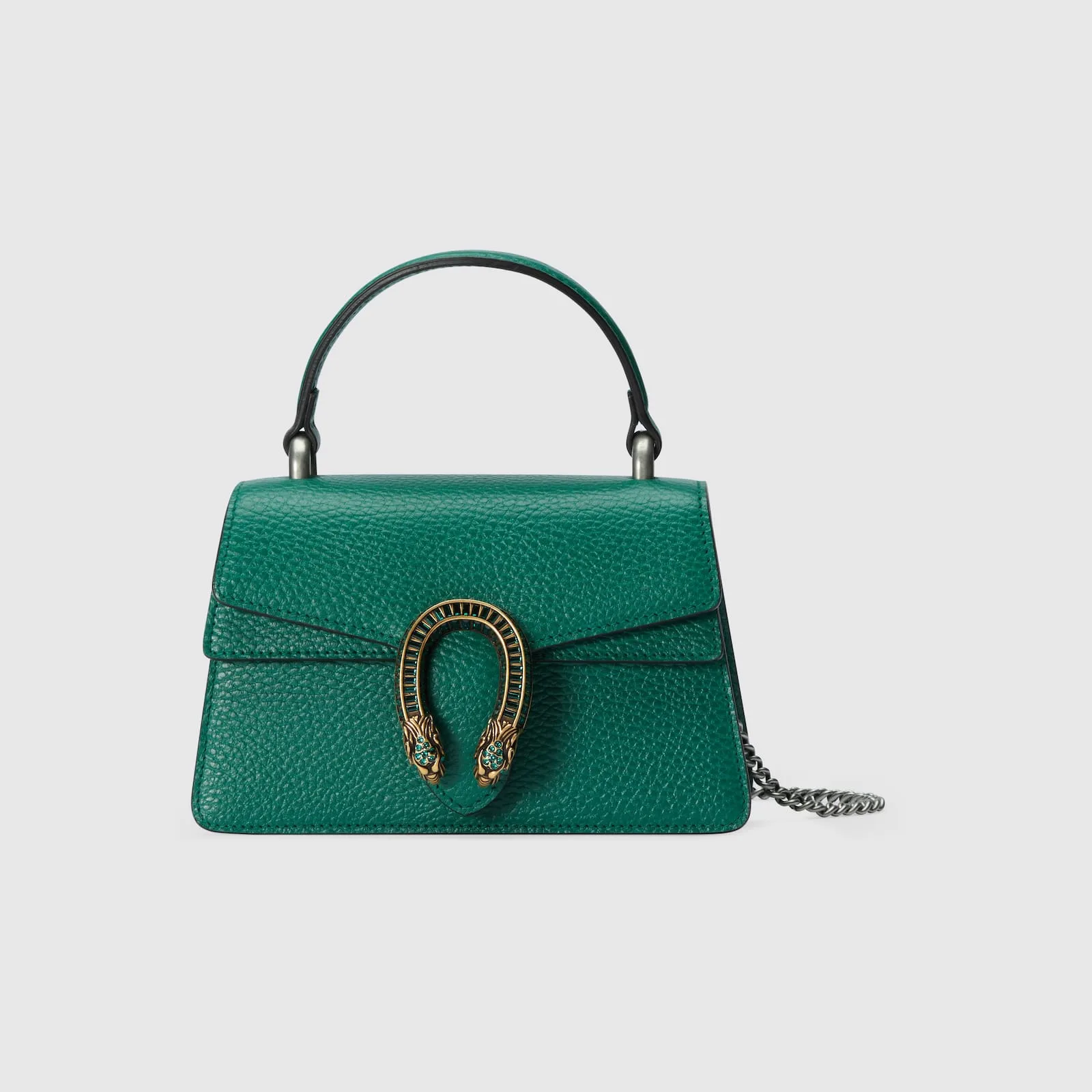 Replica Designer Bags Gucci replica Dionysus mini top handle bag dark green leather