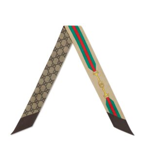 GUCCI Interlocking G Horsebit Web print silk neck bow