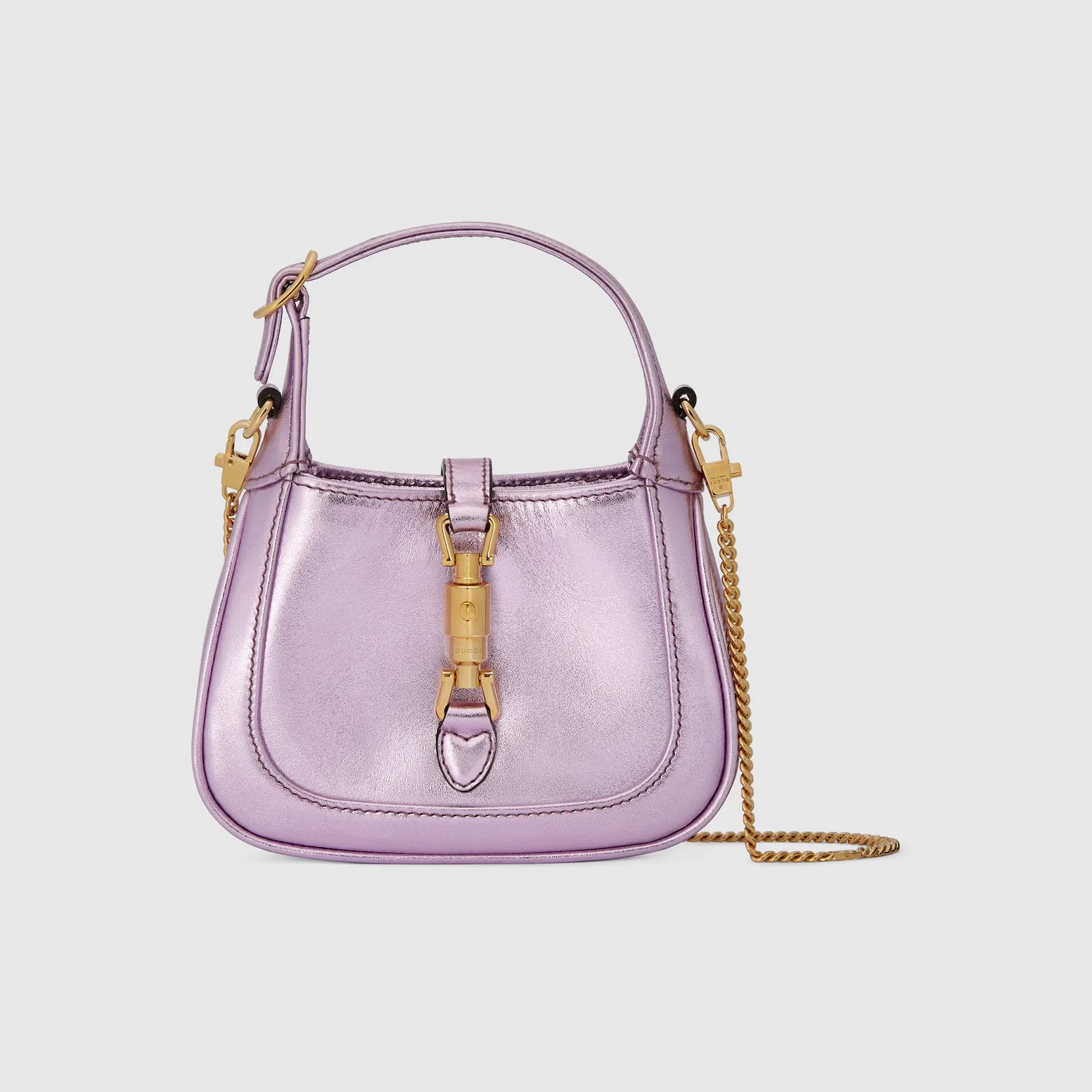Replica Designer Bags Gucci replica Jackie 1961 super mini bag metallic pink leather
