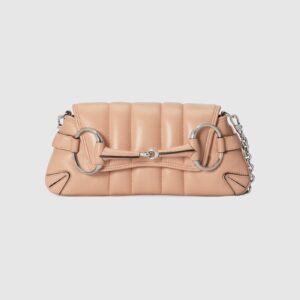 Replica Designer Bag GUCCI Horsebit Chain small shoulder bag rose beige leather
