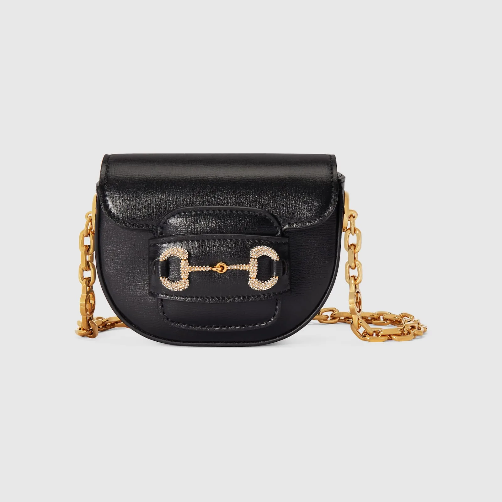 Replica Designer Bags Gucci replica Horsebit 1955 rounded belt bag black leather