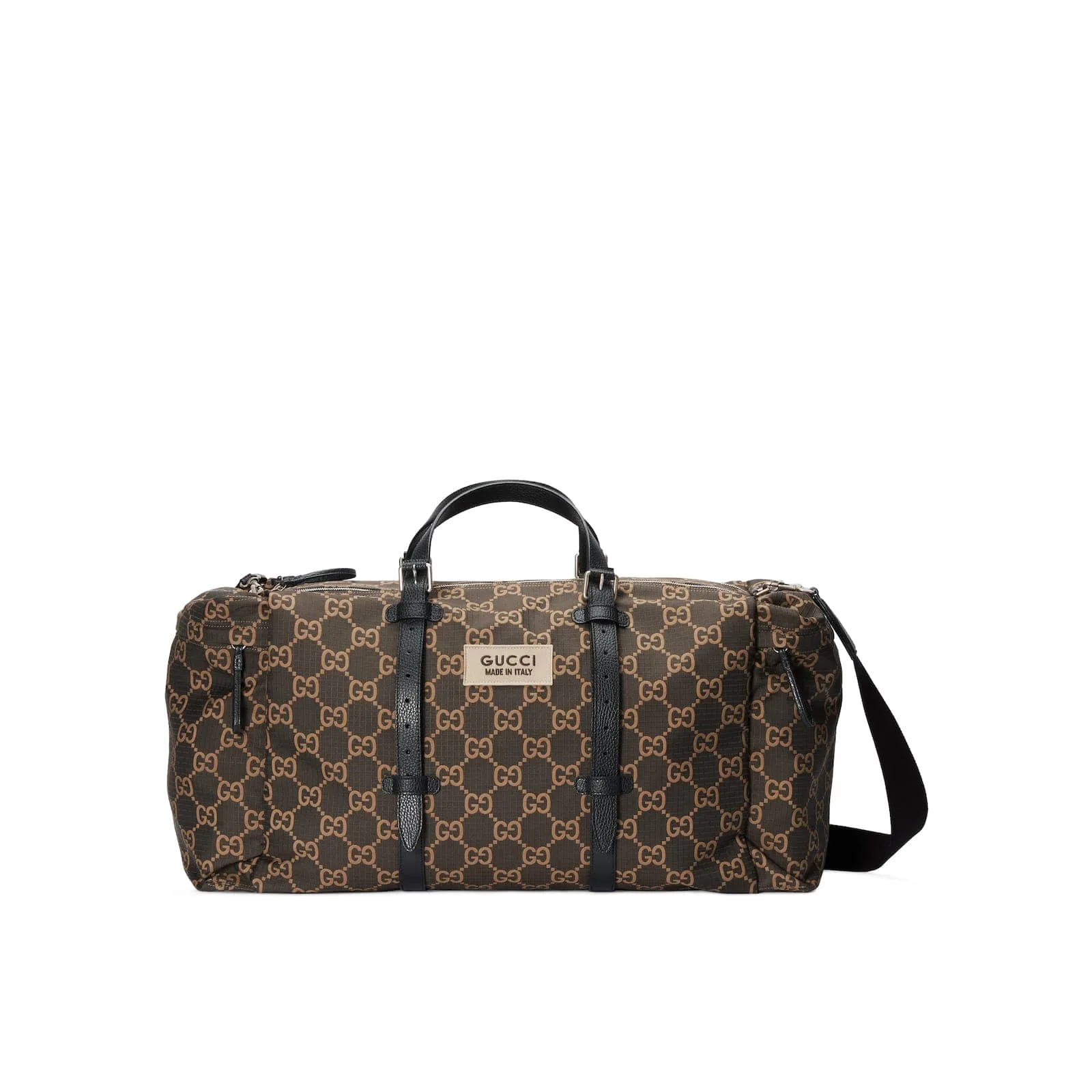 Replica Designer Bags Gucci Replica Bags Maxi GG ripstop duffle bag ebony and beige ripstop