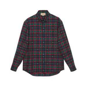GUCCI Rep Clothing Double G tartan cotton shirt