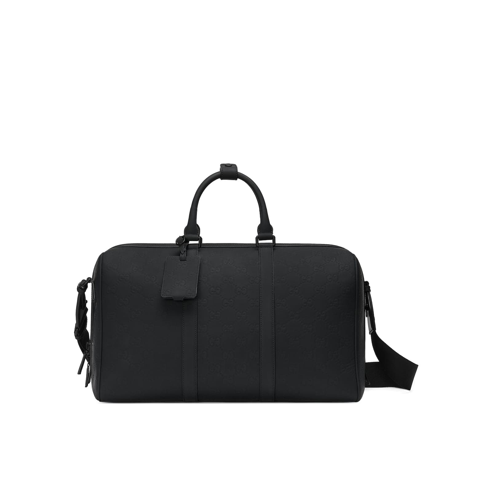 Replica Designer Bags Gucci Replica Bags GG rubber-effect medium duffle bag black leather