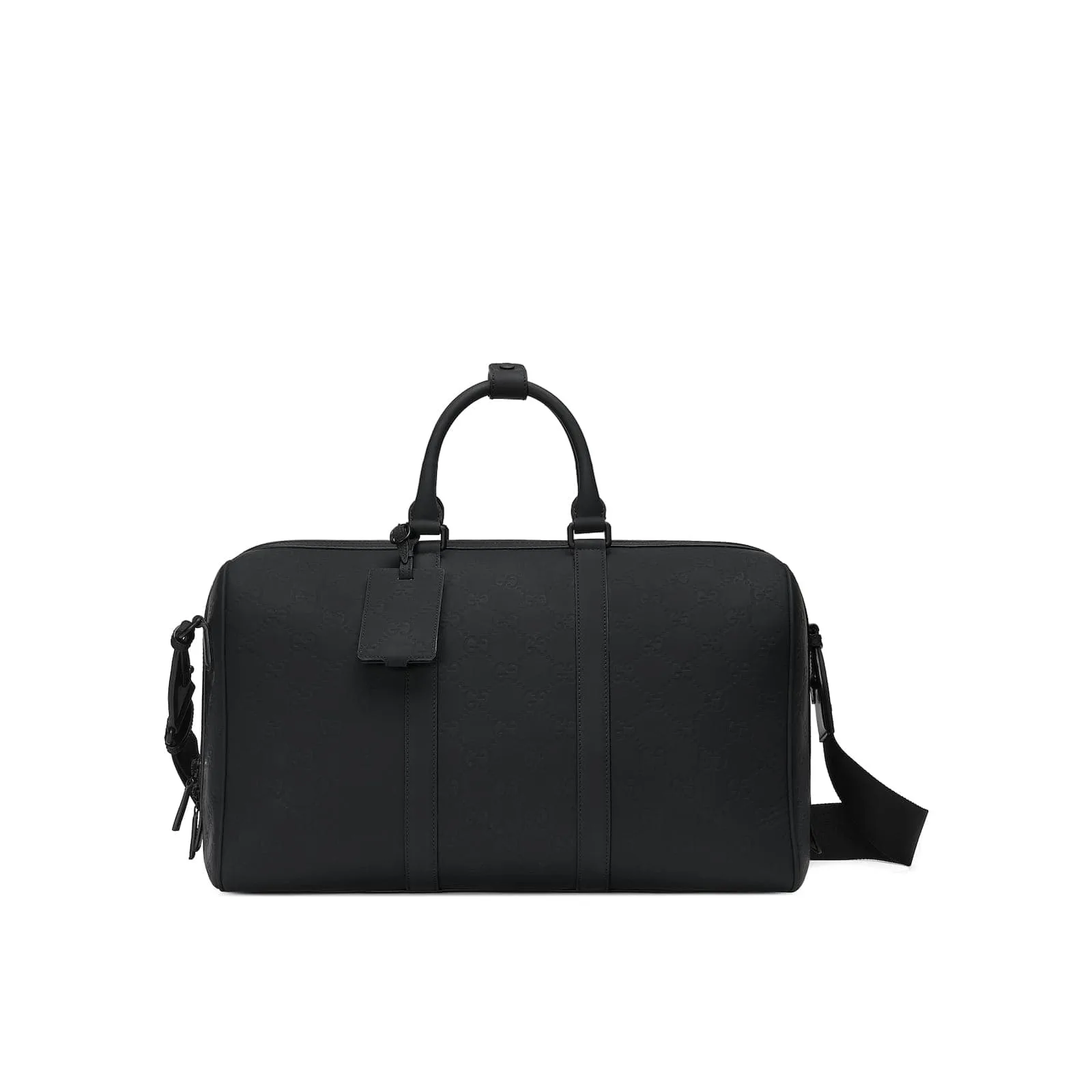 Replica Designer Bags Gucci Replica Bags GG rubber-effect medium duffle bag black leather