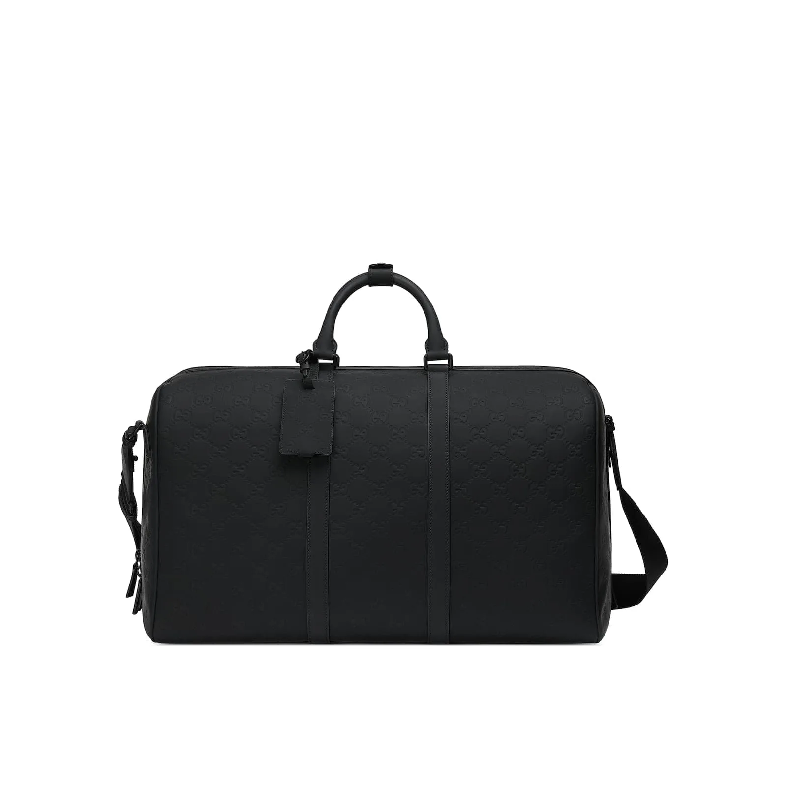 Replica Designer Bags Gucci Replica Bags GG rubber-effect large duffle bag black leather