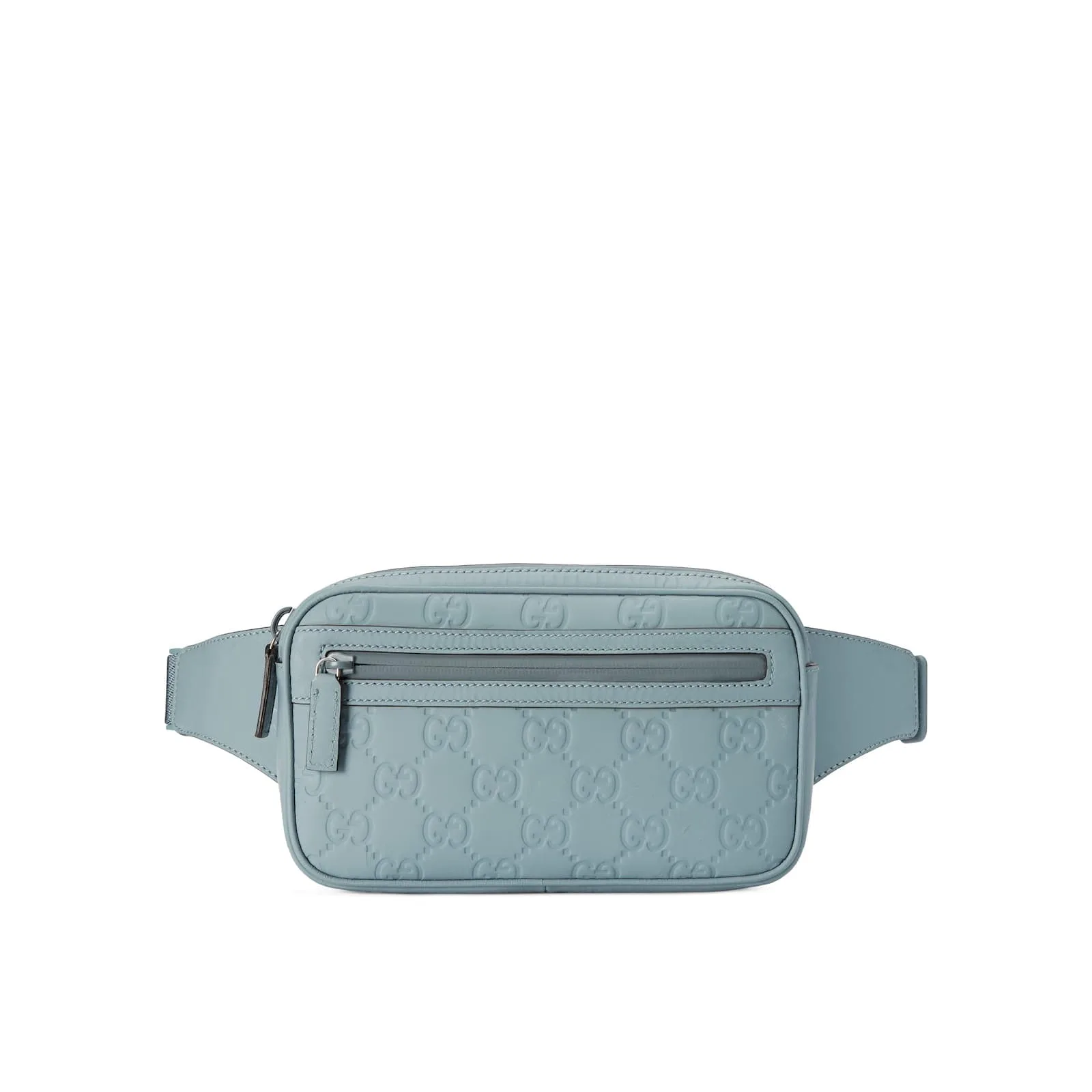 Replica Designer Bags Gucci Replica Bags GG rubber-effect belt bag light blue leather