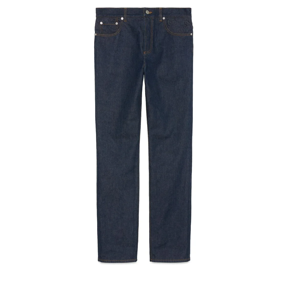Gucci replica designer clothes Denim pant with GG embossed detail