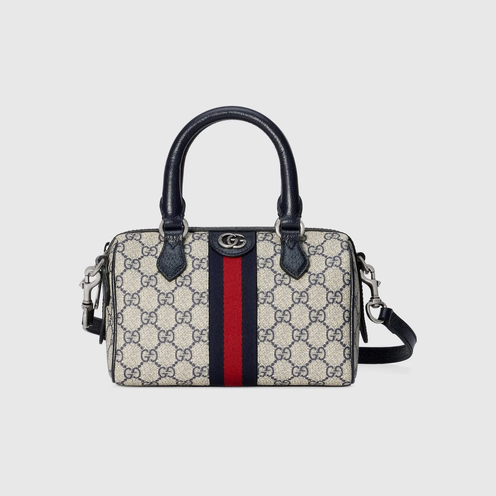 Replica Designer Bags Gucci replica Ophidia GG mini top handle bag beige and blue canvas
