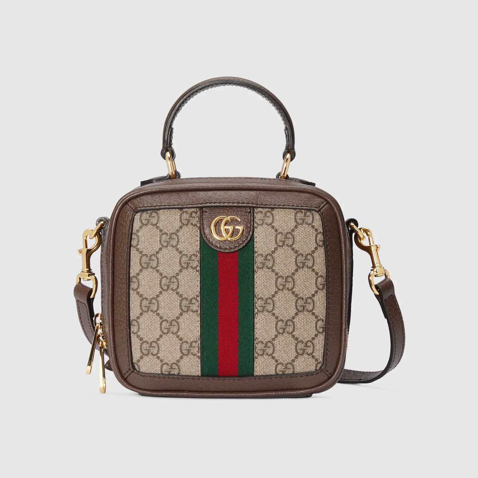Replica Designer Bags Gucci replica Ophidia GG mini top handle bag beige and ebony GG Supreme