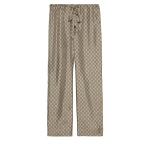 GUCCI Replica Designer Clothes GG supreme print silk pant