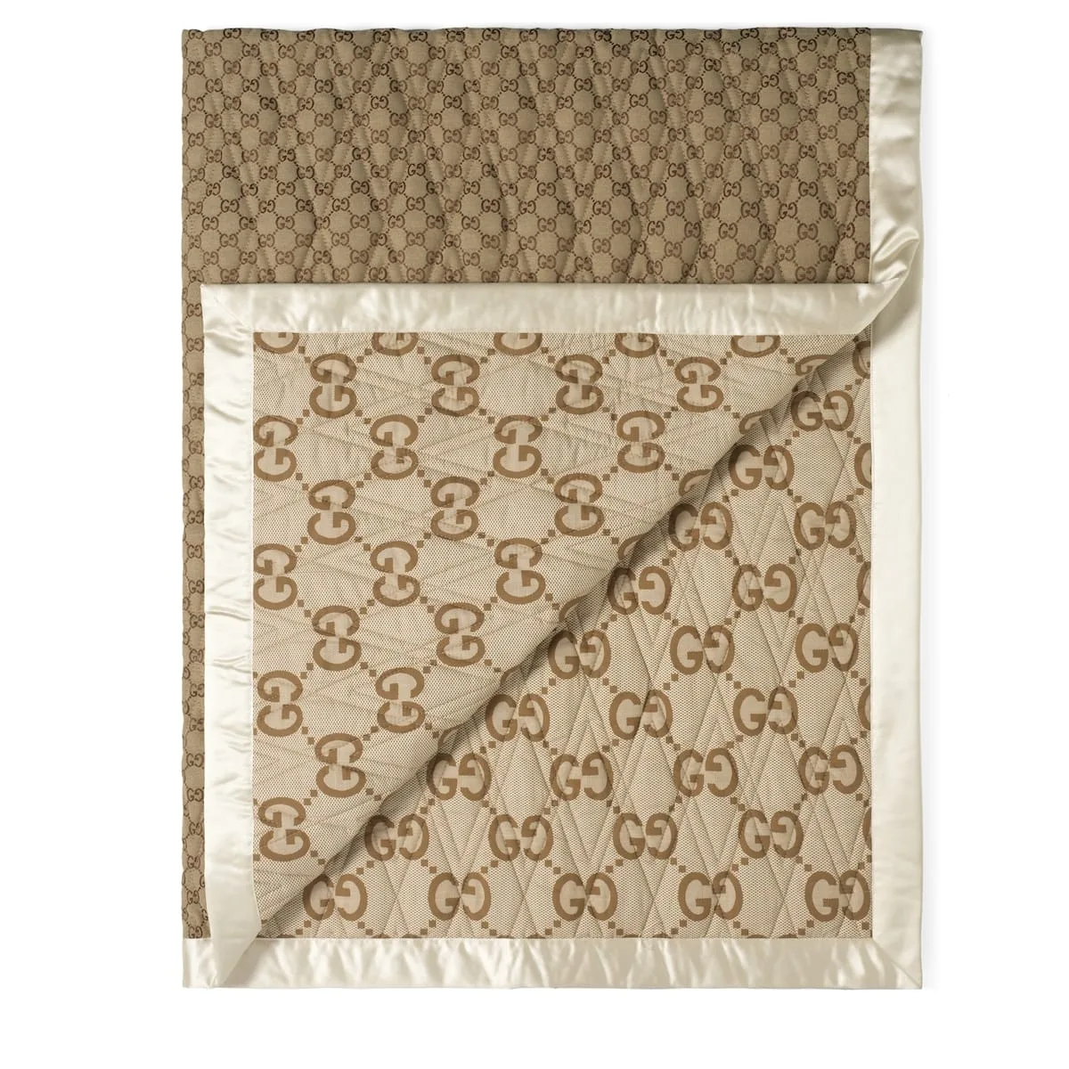 Fake Gucci Double-sided GG quilted cotton blanket