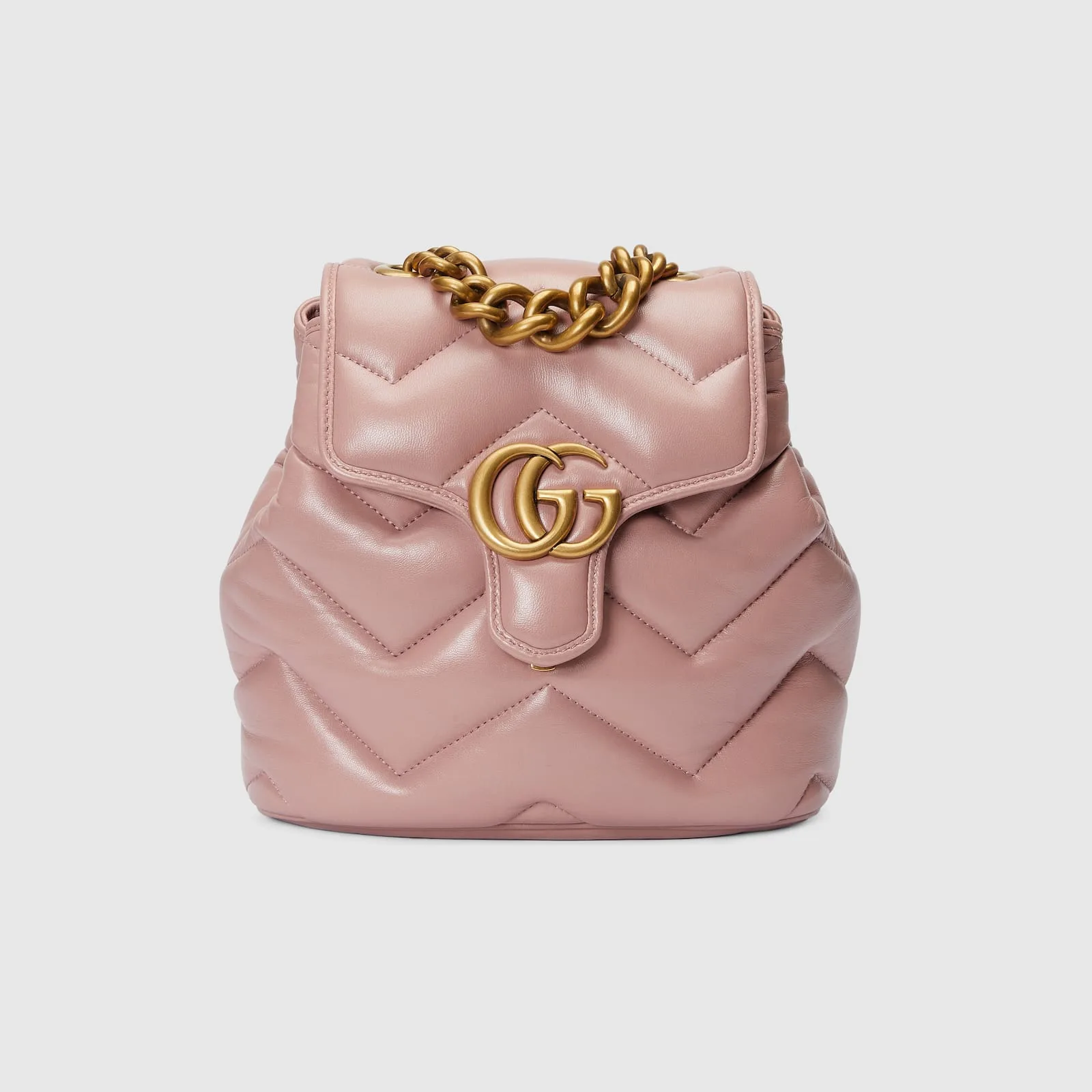 Replica Designer Bags Gucci replica GG Marmont matelasse backpack rose beige leather