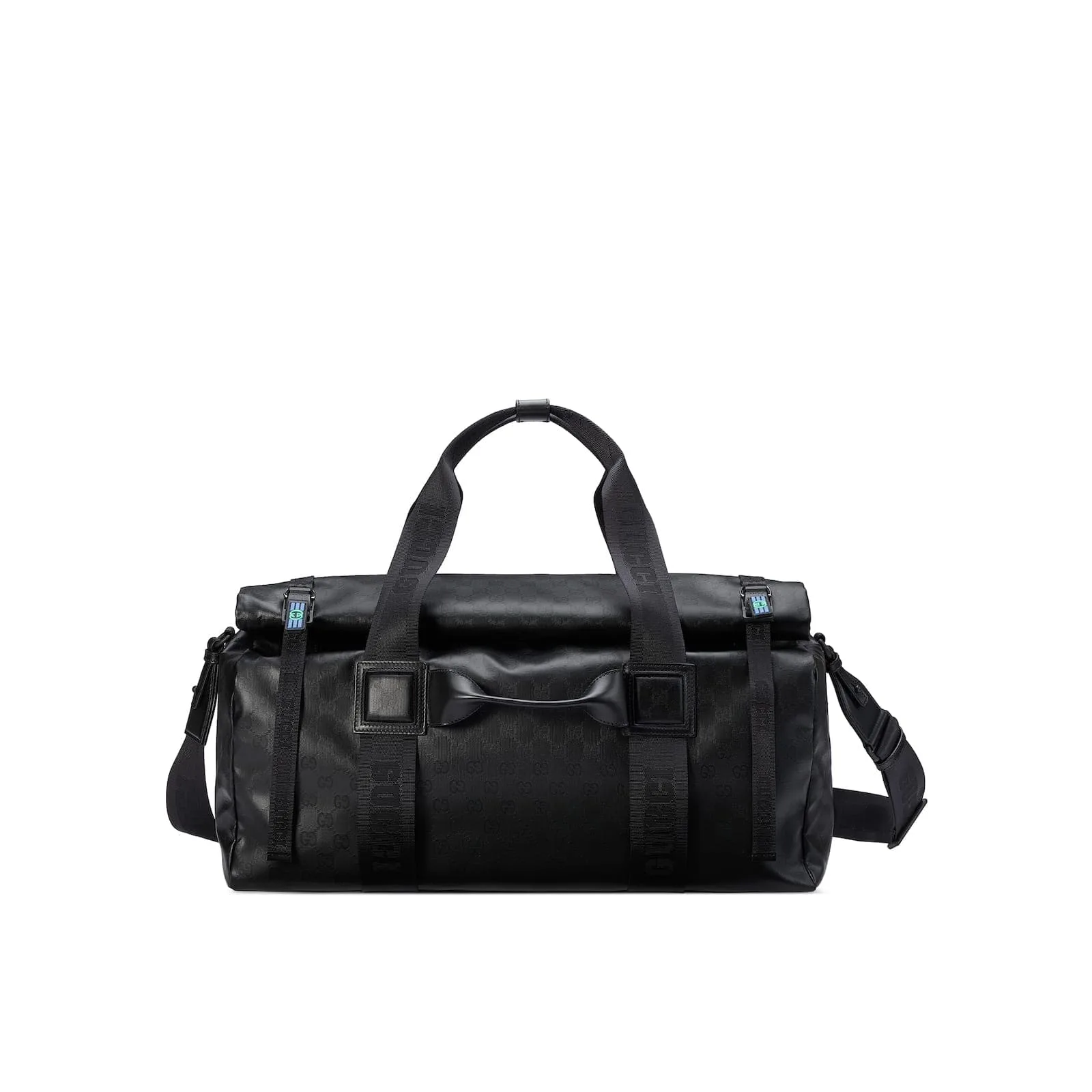 Replica Designer Bags Gucci Replica Bags GG Crystal duffle bag black GG Crystal canvas