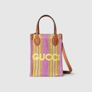Replica Designer Bag GUCCI Super mini jute bag with logo multicolor jute