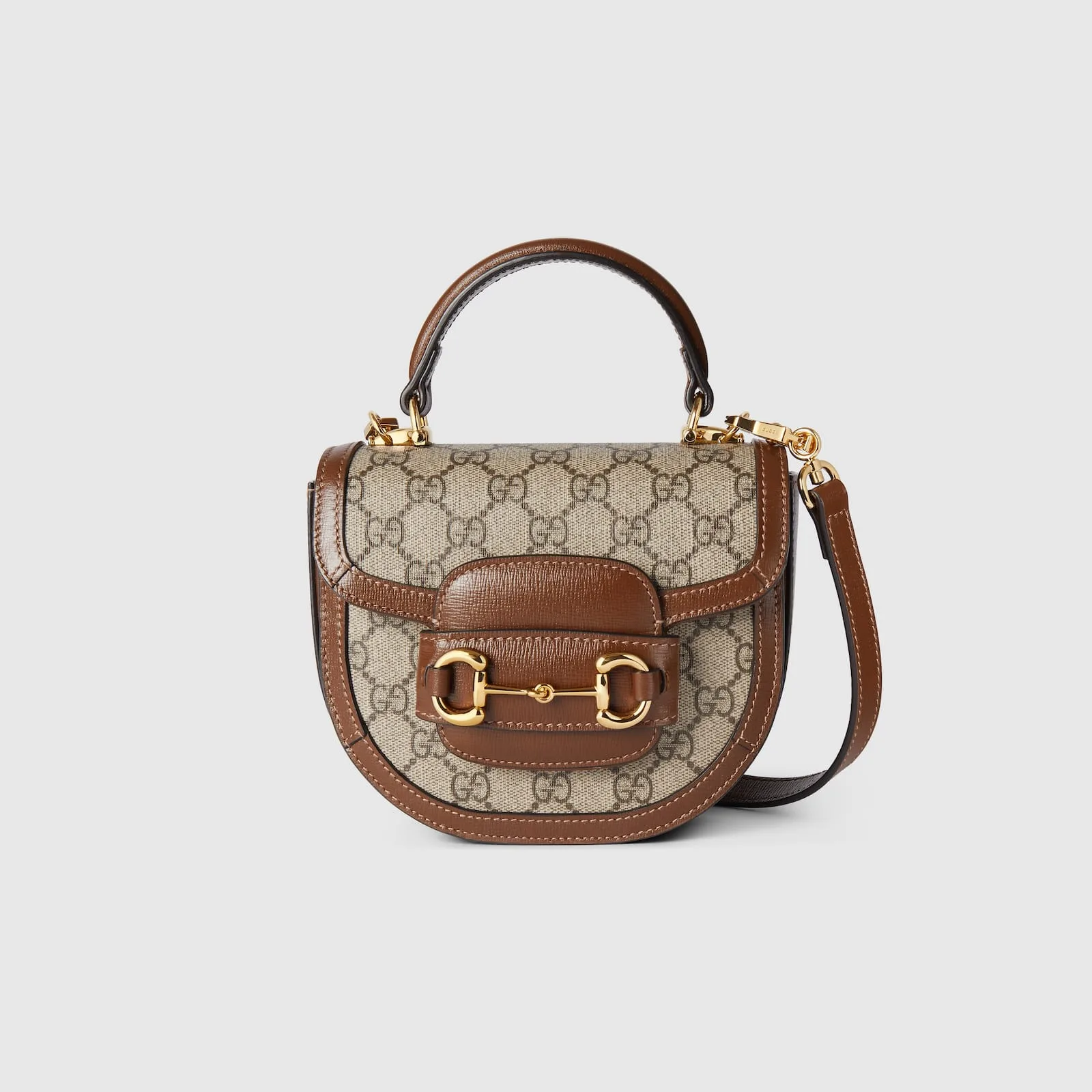 Replica Designer Bags Gucci replica Horsebit 1955 mini top handle bag beige and ebony Supreme