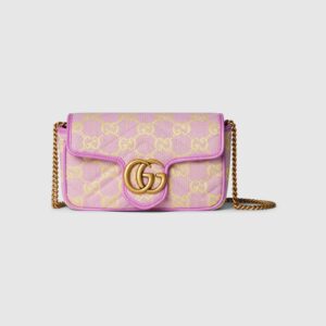 Replica Designer Bag GUCCI GG super mini shoulder bag lilac and yellow canvas